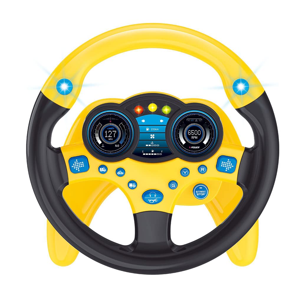 PATPAT Steering Wheel Toy for Kids, Music Driving Simulation Racing Play Learning Educational Toys for Baby Girls Boys 1-3 Years Old, Music Toy for Baby Steering Wheel Mountable on Crib (Yellow) PATPAT Steering Wheel Toy for Kids, Music Driving Simulation Racing Play Learning Educational Toys for Baby Girls Boys 1-3 Years Old, Music Toy for Baby Steering Wheel Mountable on Crib (Yellow)